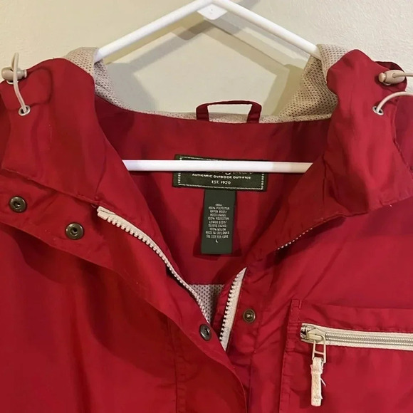[L]Eddie Bauer Red Mesh Lined Windbreaker Trench Jacket - Picture 3 of 14